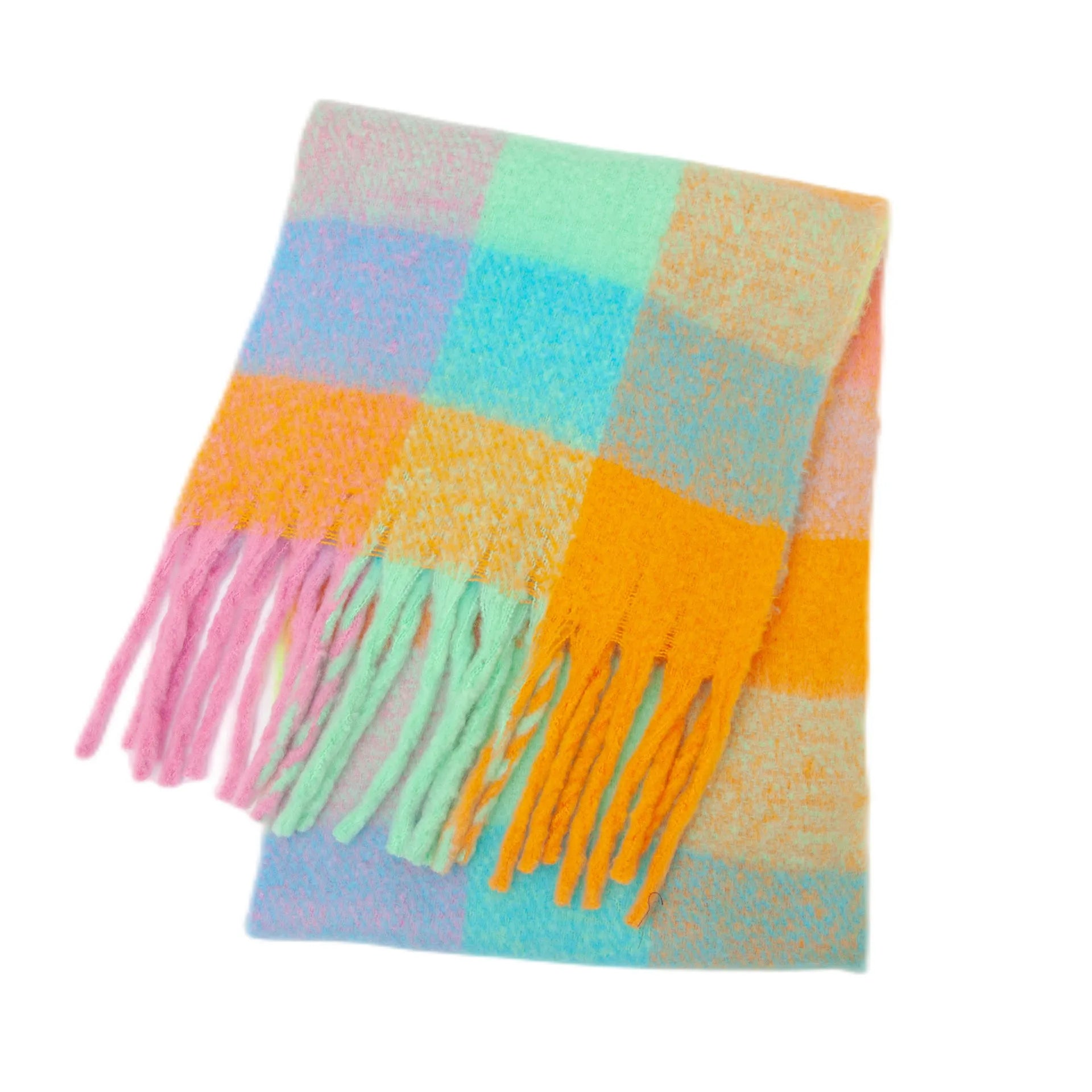 Women's Winter Cashmere Shawl & Warm Plaid Pashmina Scarf with Tassels – Stylish & Cosy