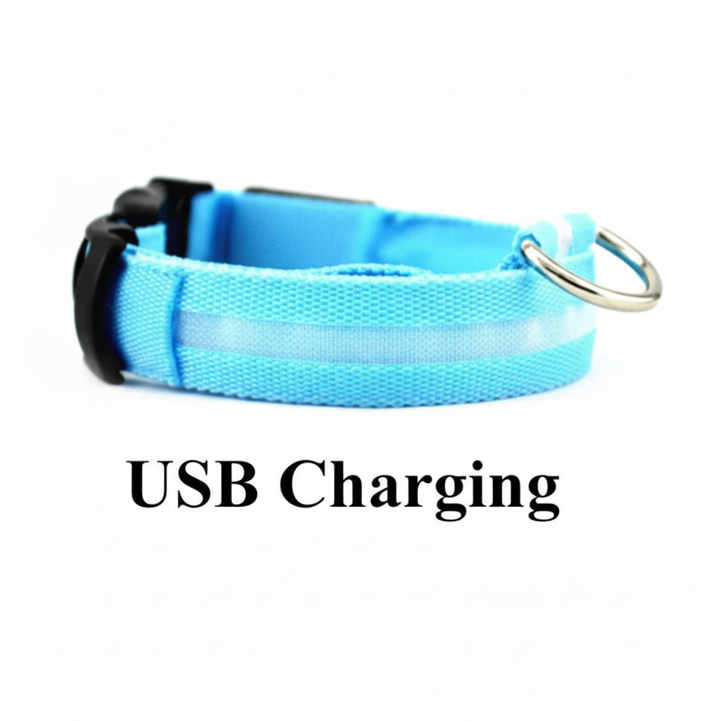 LED GLOWING DOG COLLAR Adjustable Rechargeable Flashing Luminous Night Safety Harness for Dogs