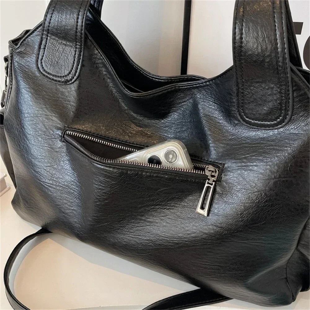 Soft PU Shoulder Bag for Women 2026 Fashion Tote Handbag with Interior Compartments and Zipper