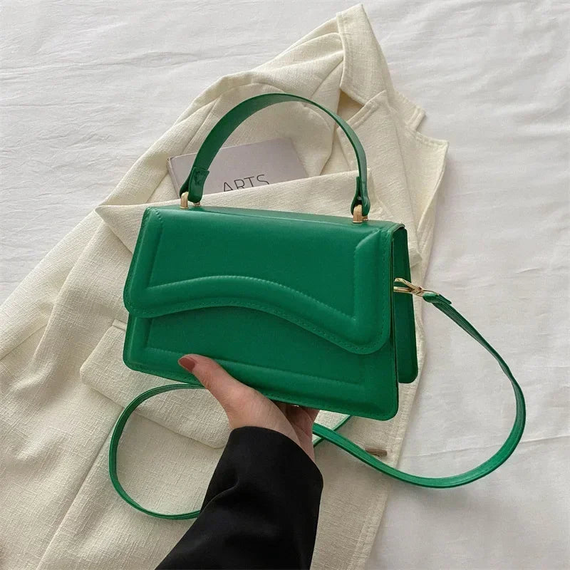 High Quality PU Leather Women's Shoulder Crossbody Handbag Solid Colour Small Square Tote