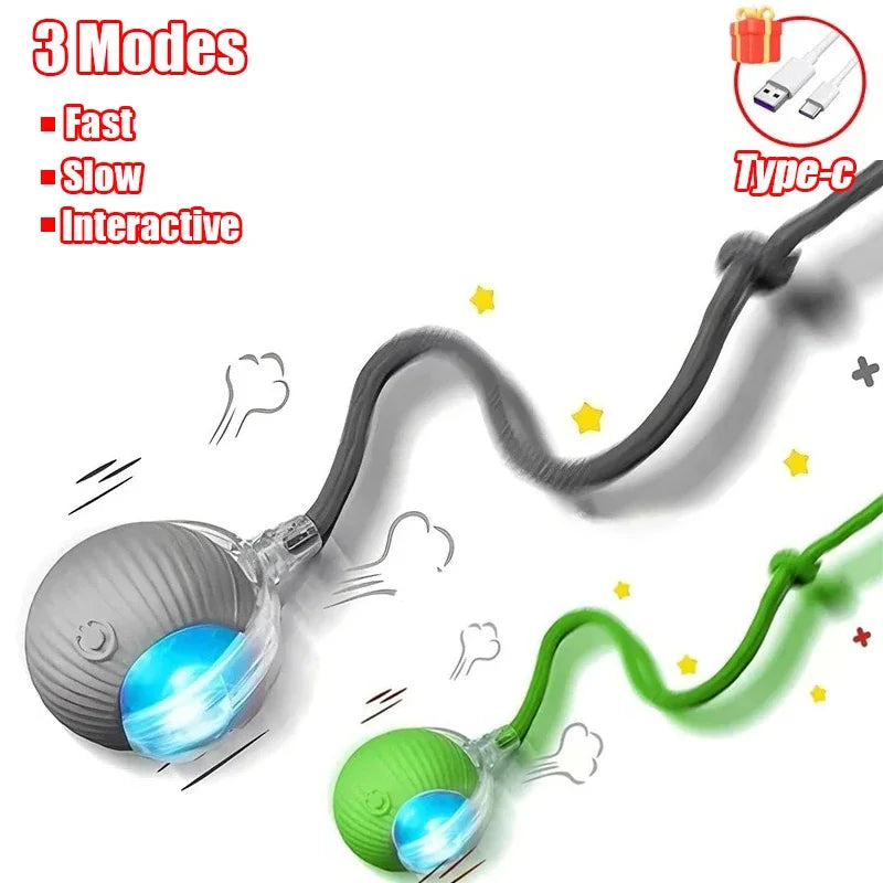 Smart Interactive Cat Ball Toy with Automatic Rolling, Mouse Tail, Rechargeable Quiet Play for Cats