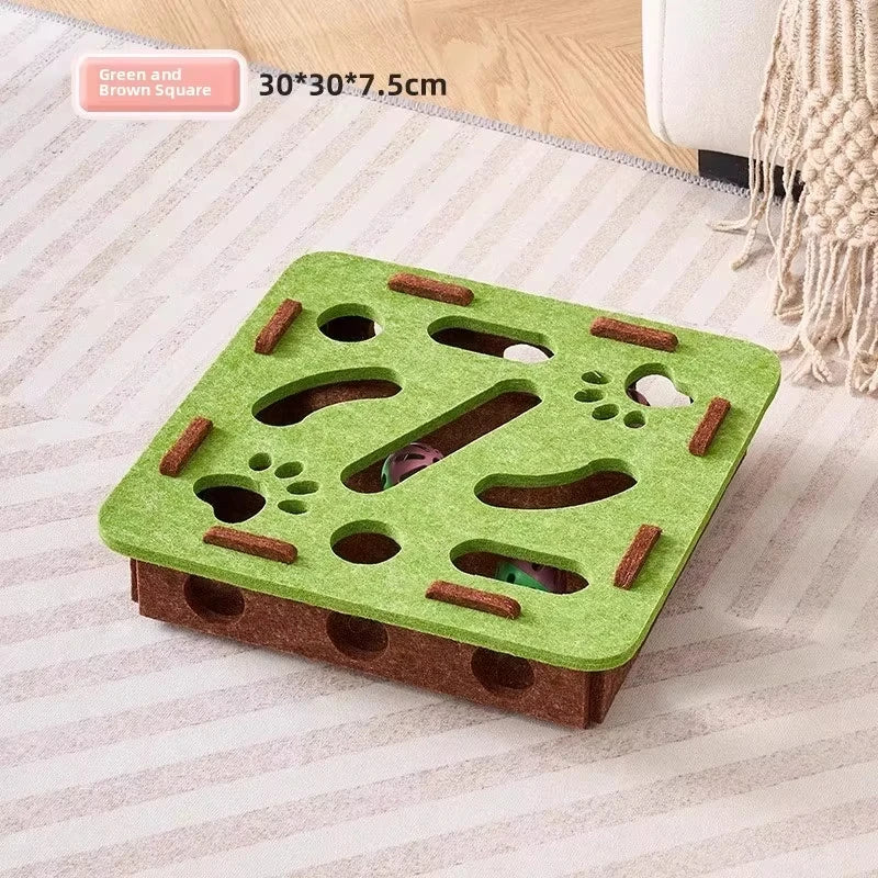 Felt Cat Puzzle Box Interactive Indoor Cat Toy Exercise Play Scratching Ball Fun Activity Game