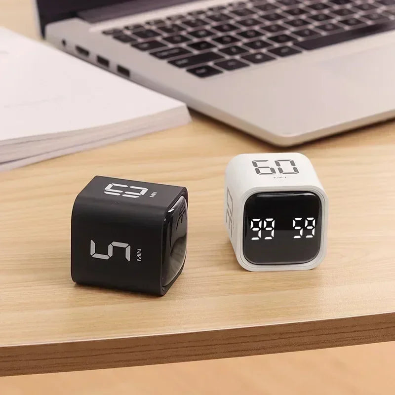 Productivity Cube Timer Gravity Sensor LED Display Dual Mode Countdown Digital Timer for Cooking