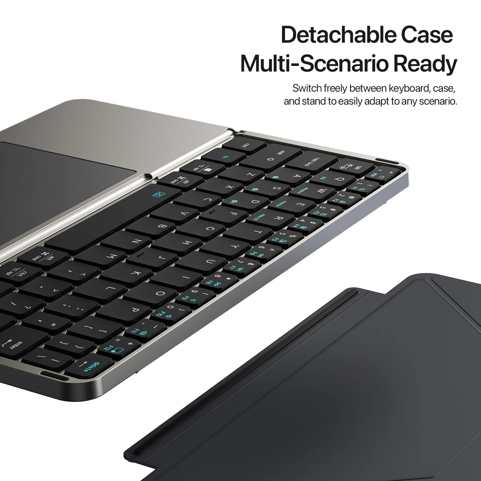 Foldable Bluetooth 5.0 Keyboard with Detachable Touchpad and Phone Holder for Tablets, Phones, PC
