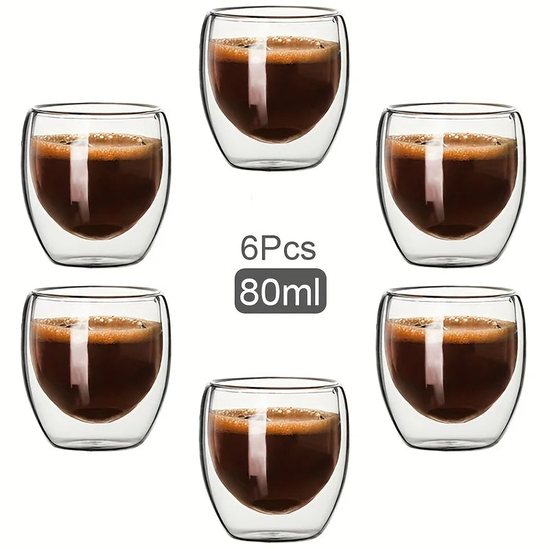 Double Wall Glass Cup Heat-Resistant Transparent Handmade Tea, Espresso, Whisky & Coffee Mug
