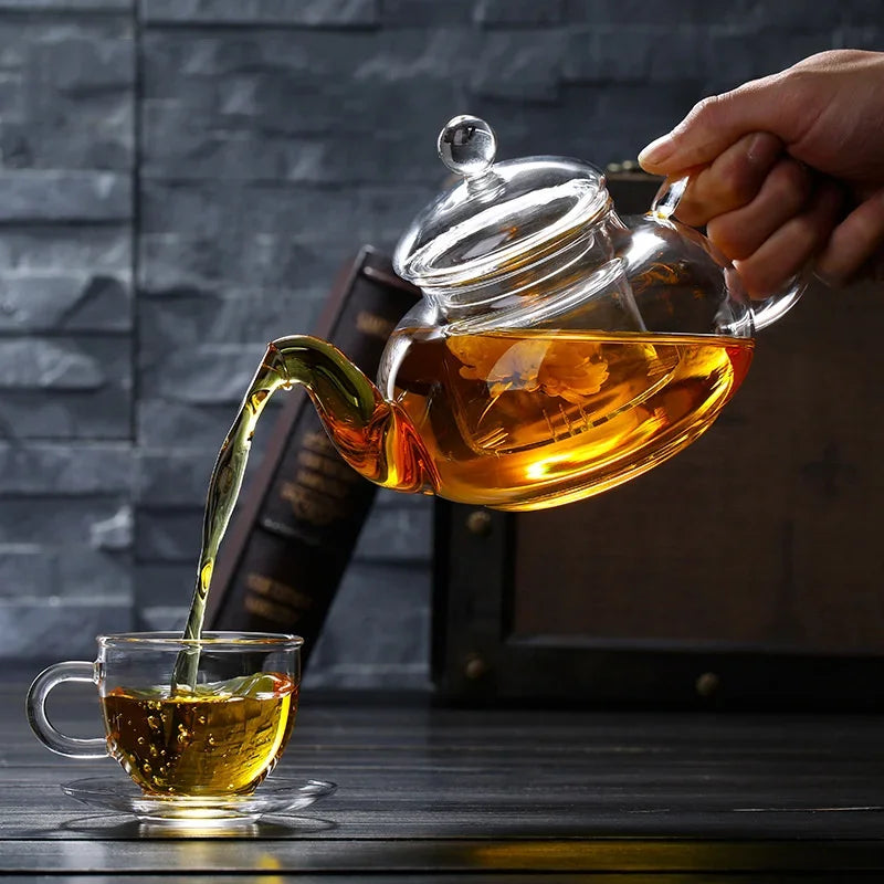 Heat Resistant Borosilicate Glass Teapot with Infuser 400ml to 1000ml Flower Tea Pot Loose Leaf Tea