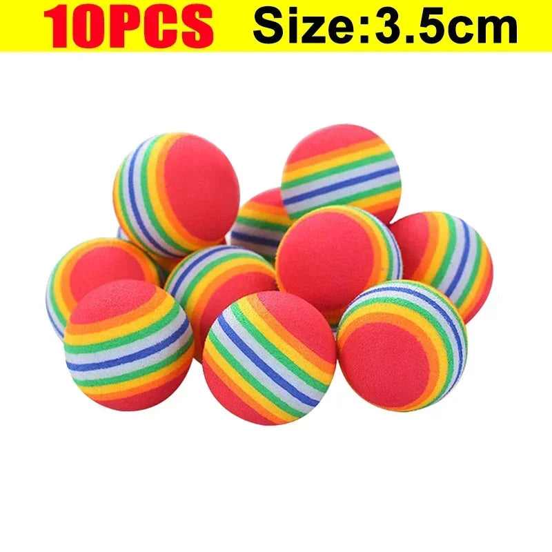 Rainbow EVA Pet Balls 3.5cm 10 Pack Soft Interactive Pet Toys for Play Exercise and Training