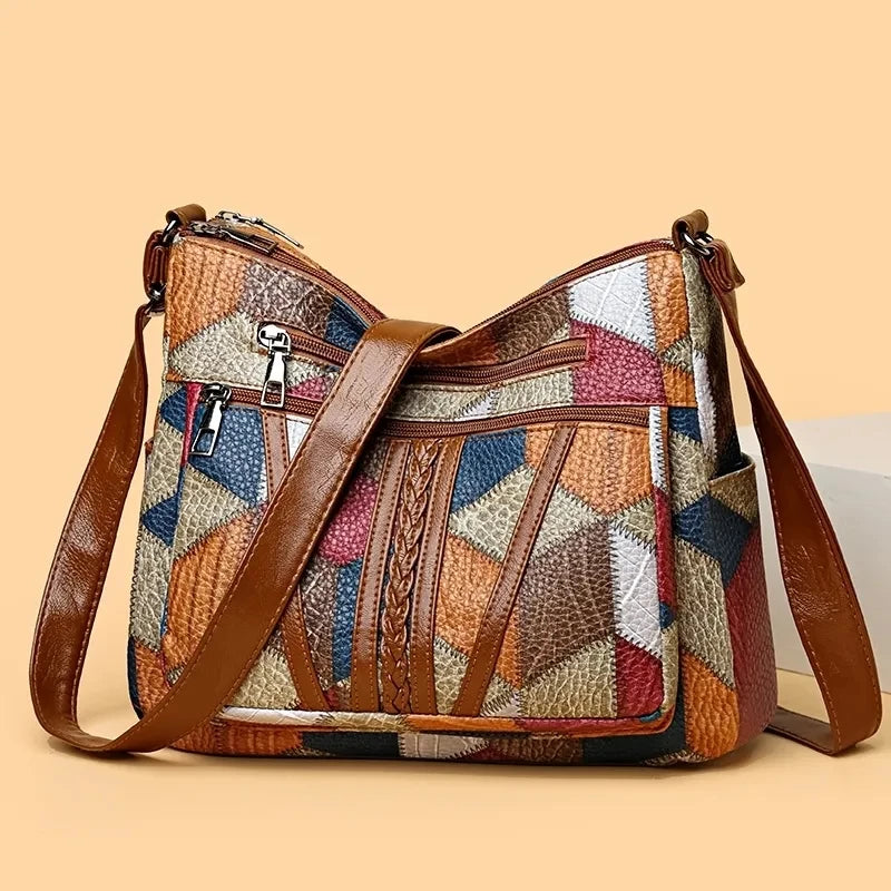 YOGODLNS Women's Elegant Vintage Crossbody Bag Fashion Multi-pocket Shoulder Handbag Retro Tote