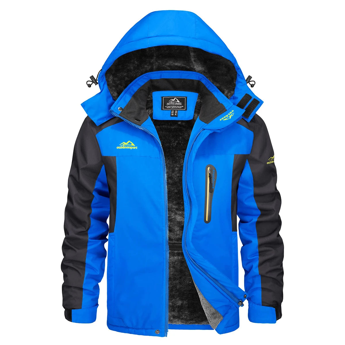 Men's Waterproof Ski Jacket Fleece Lined Winter Coat Hooded Outdoor Snow Windproof Parka Shell