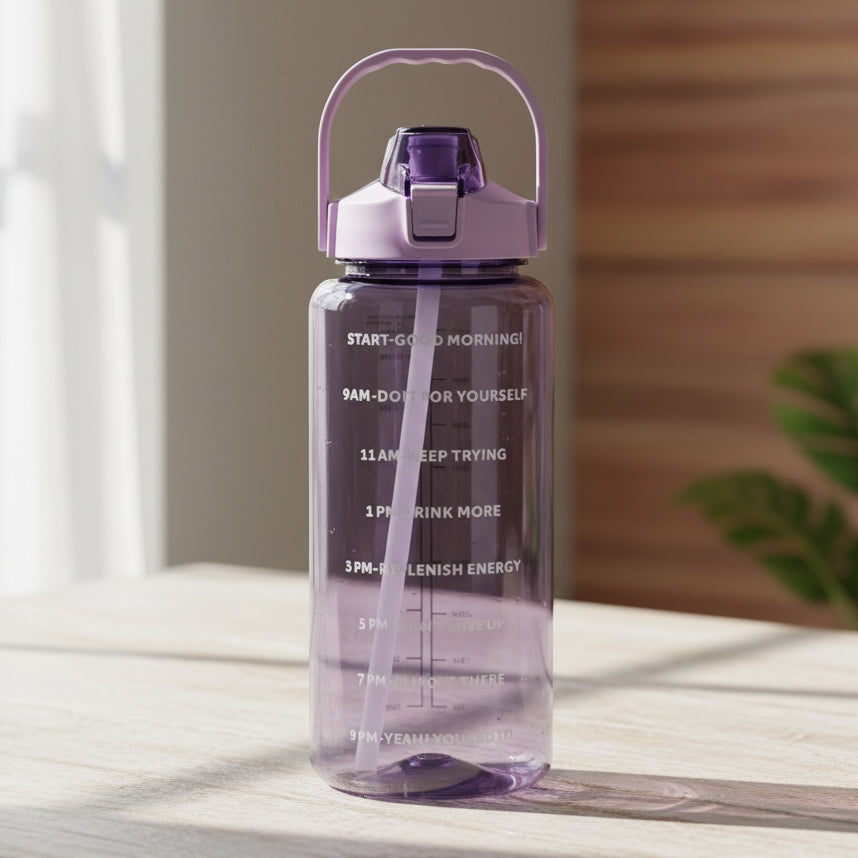 2L Large Portable Water Bottle with Straw: Reusable, Leakproof, Travel-Friendly for Sports & Fitness