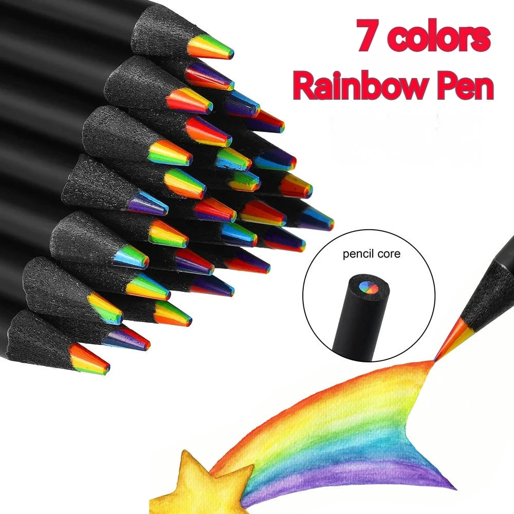 Rainbow Gradient Colour Pencils for Kids | 10 PCs Kawaii Art Drawing Set