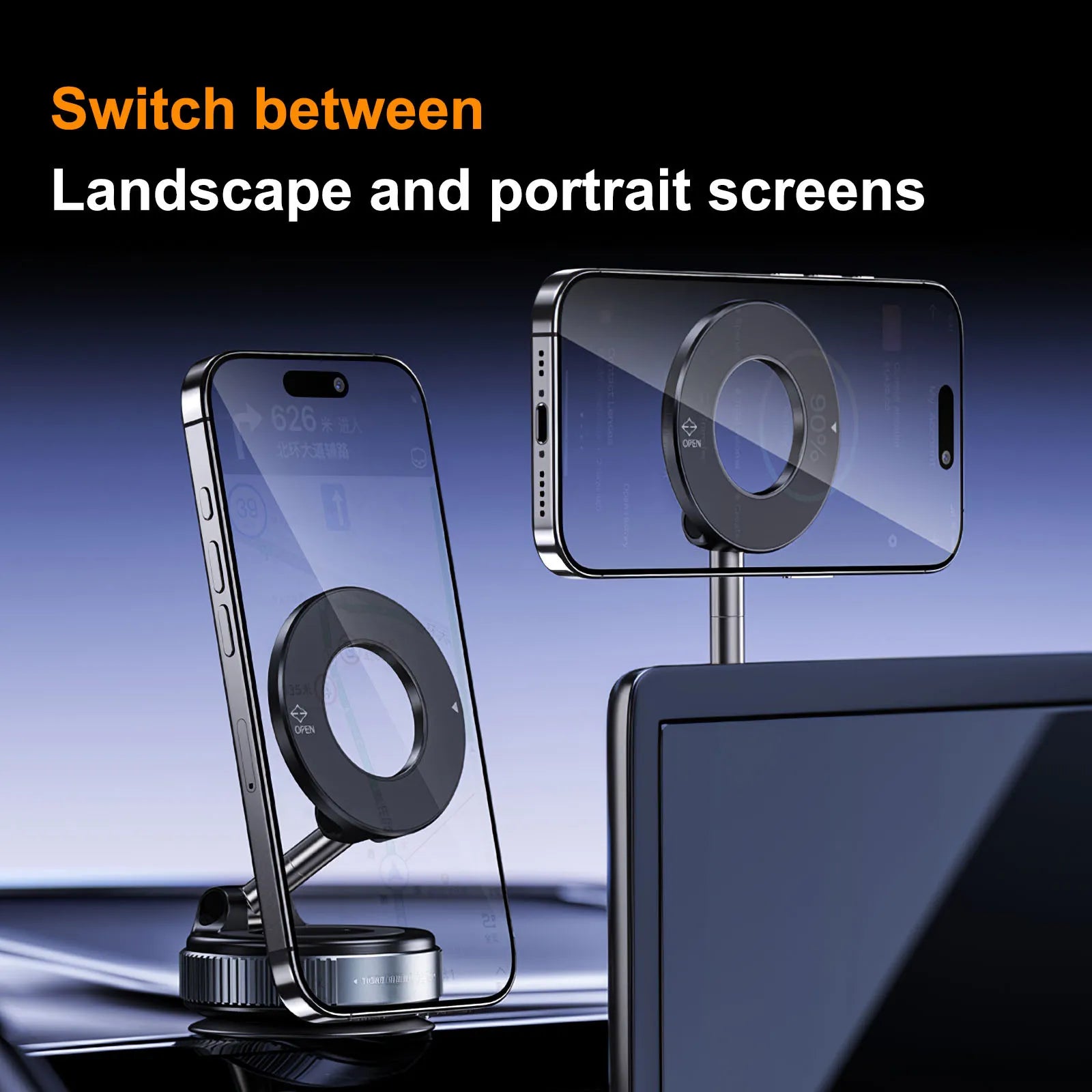 CAR MOUNT Electric Vacuum Magnetic Phone Holder Foldable Strong Suction Stand for iPhone 12-16