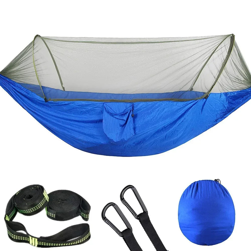 Lightweight Hammock with Mosquito Net Backpacking Nylon Tree Strap Ultralight 2 in 1 Camping Gear