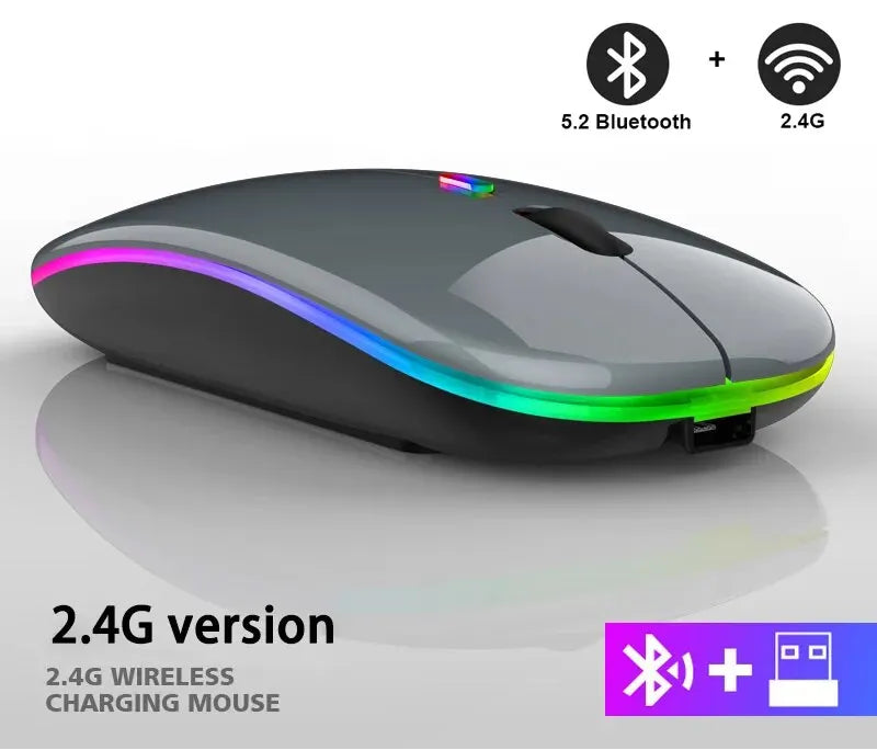 RGB Rechargeable Wireless Bluetooth Gaming Mouse – Ergonomic Design, LED Backlit, 3600 DPI