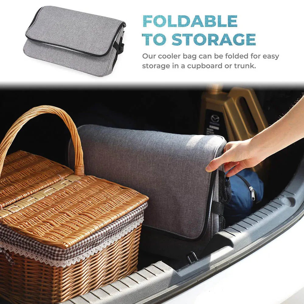 35L Large Collapsible Insulated Cooler Bag for Picnic Camping BBQ Travel Lunch & Family Use