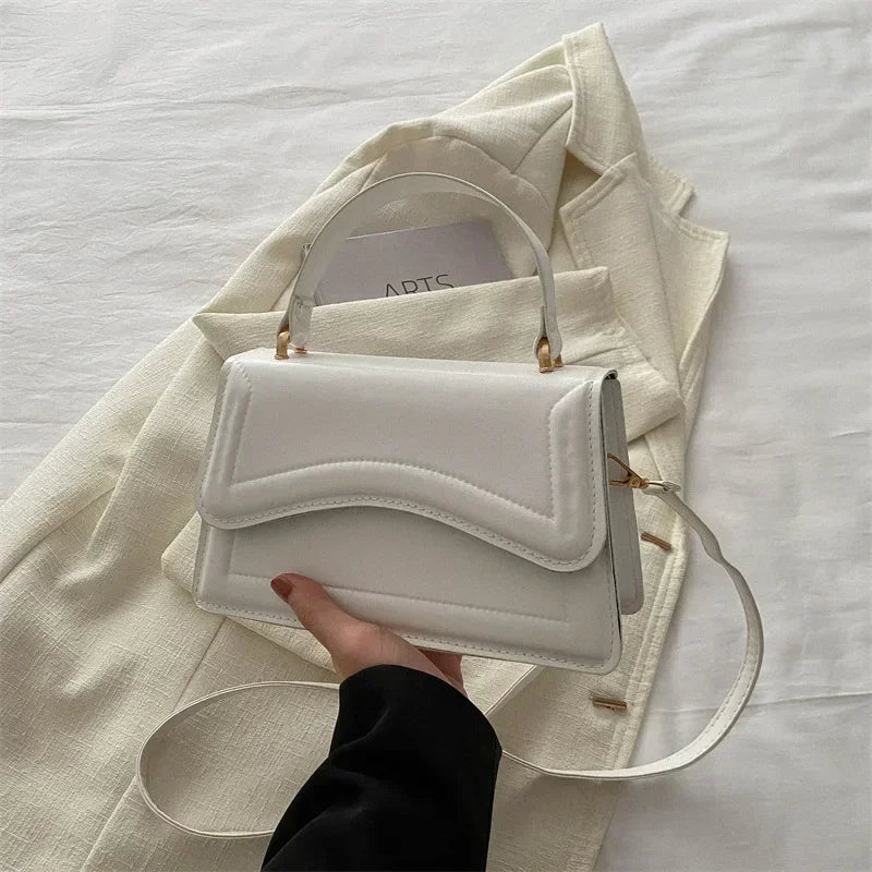 High Quality PU Leather Women's Shoulder Crossbody Handbag Solid Colour Small Square Tote