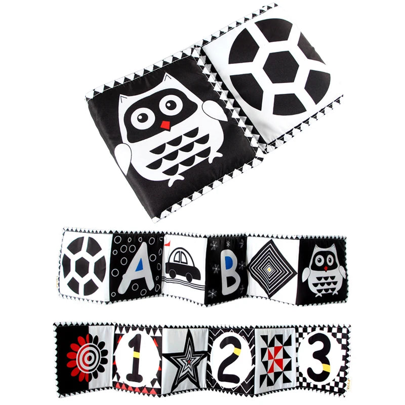QWZ Soft Baby Cloth Books 3D Touch Feel High Contrast Sensory Stroller Toy for Newborns & Infants