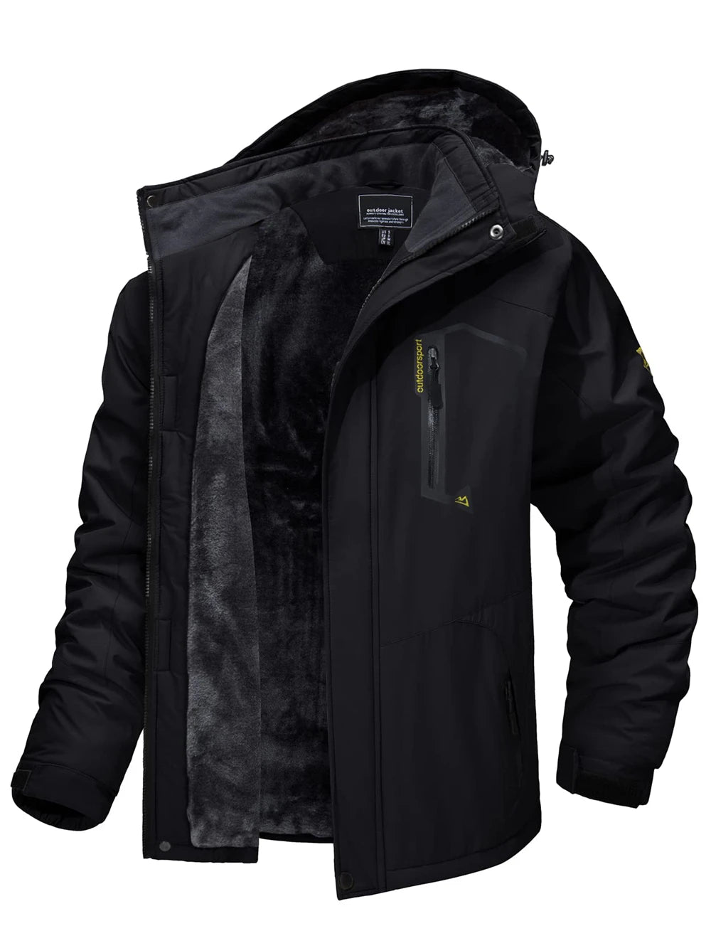 Mens Waterproof Fleece Lined Winter Hiking Jacket Snowboard Ski Coat Removable Hood Outdoor Wear