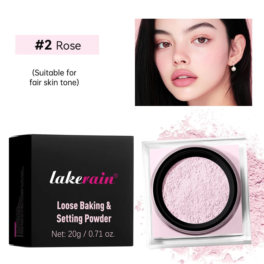 Loose Baking & Setting Powder by LAKERAIN – Long-Lasting Oil Control, Matte Finish, Smooth Texture