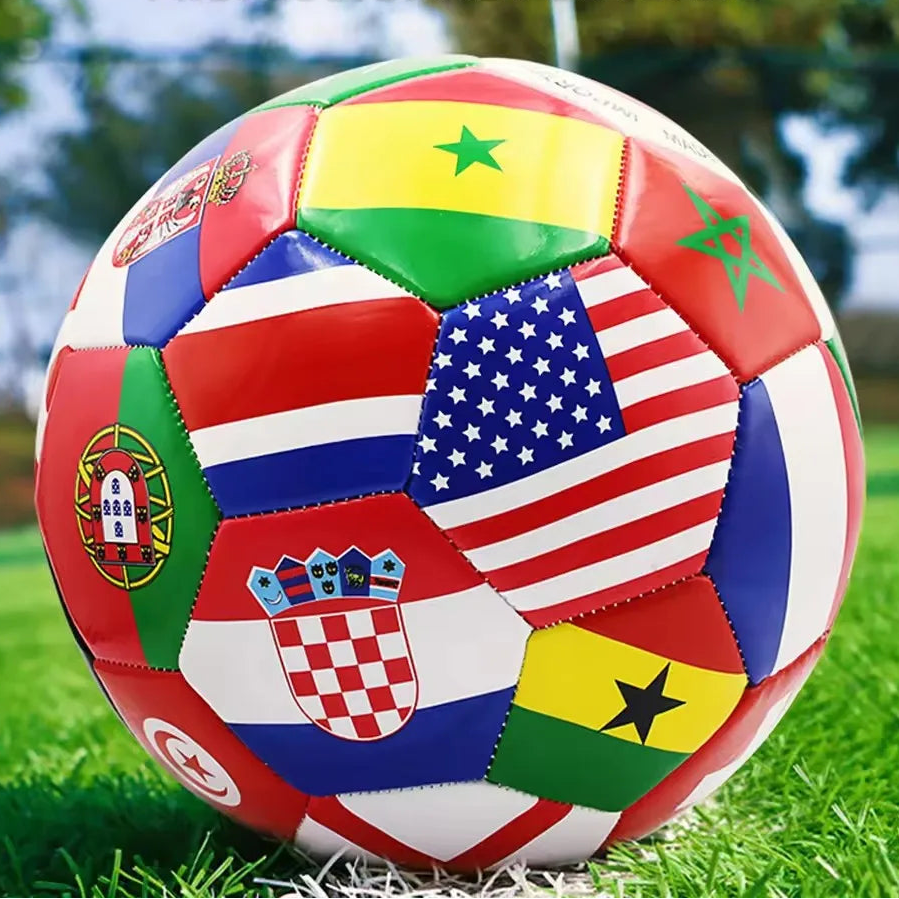 Size 5 Football Durable PVC Training Ball Flag Design Outdoor Match Play On All Playing Surfaces