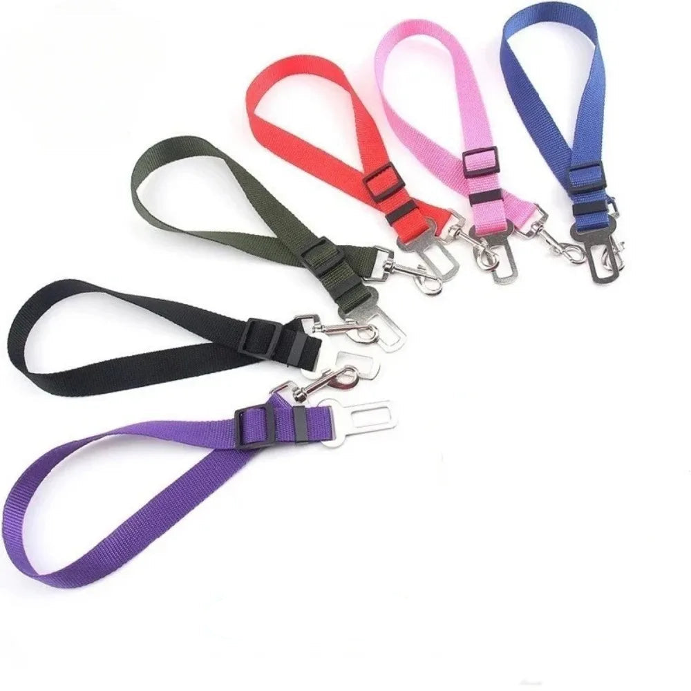 Adjustable Dog Car Seat Belt Safety Harness Lead Vehicle Travel Clip Durable Nylon Secure Control