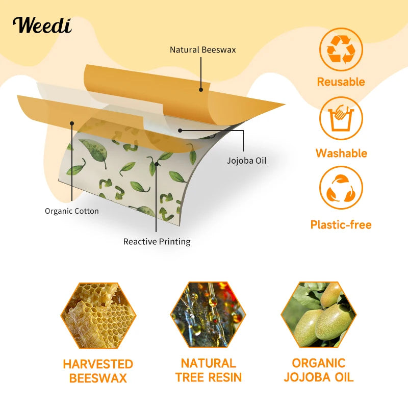 WEEDI Reusable Beeswax Wrap Roll – Sustainable, Eco-Friendly, Plastic-Free Everyday Food Storage.