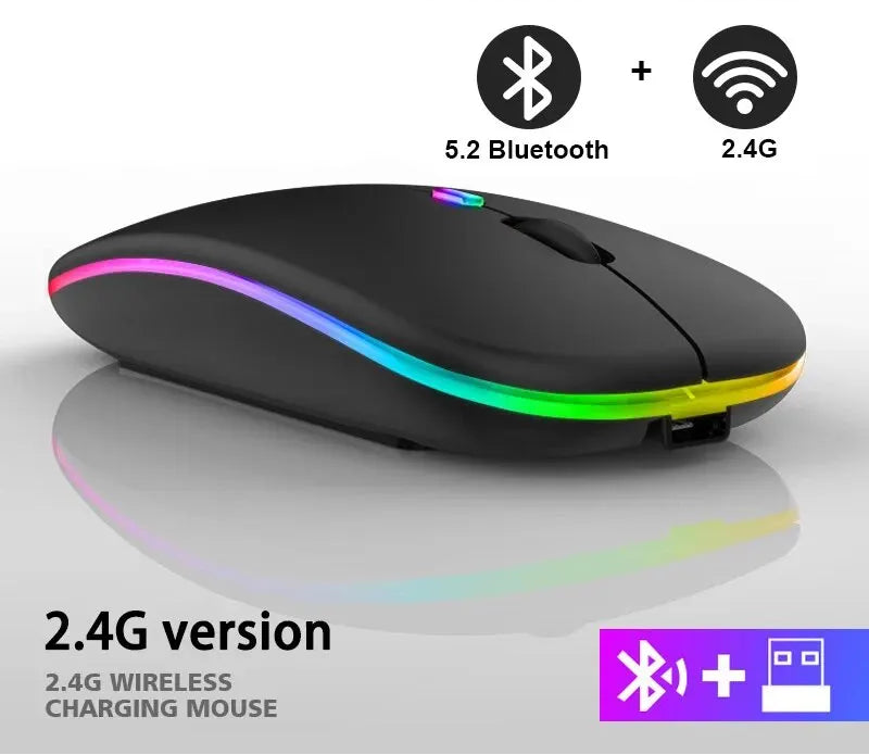 RGB Rechargeable Wireless Bluetooth Gaming Mouse – Ergonomic Design, LED Backlit, 3600 DPI