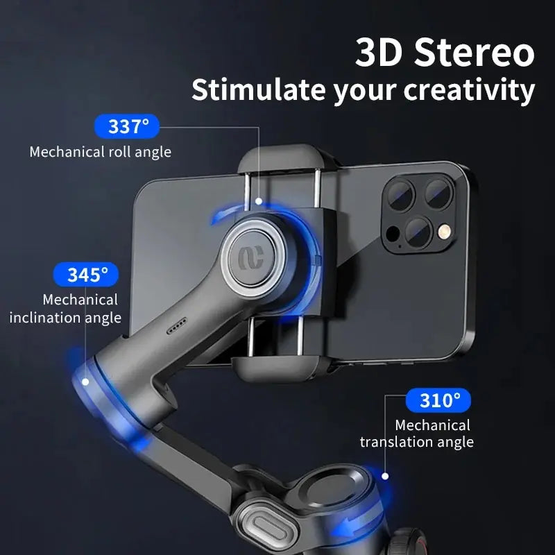 AOCHUAN 3 Axis Smartphone Gimbal Stabiliser with RGB Lights Bluetooth Vlog Video Tripod Mount