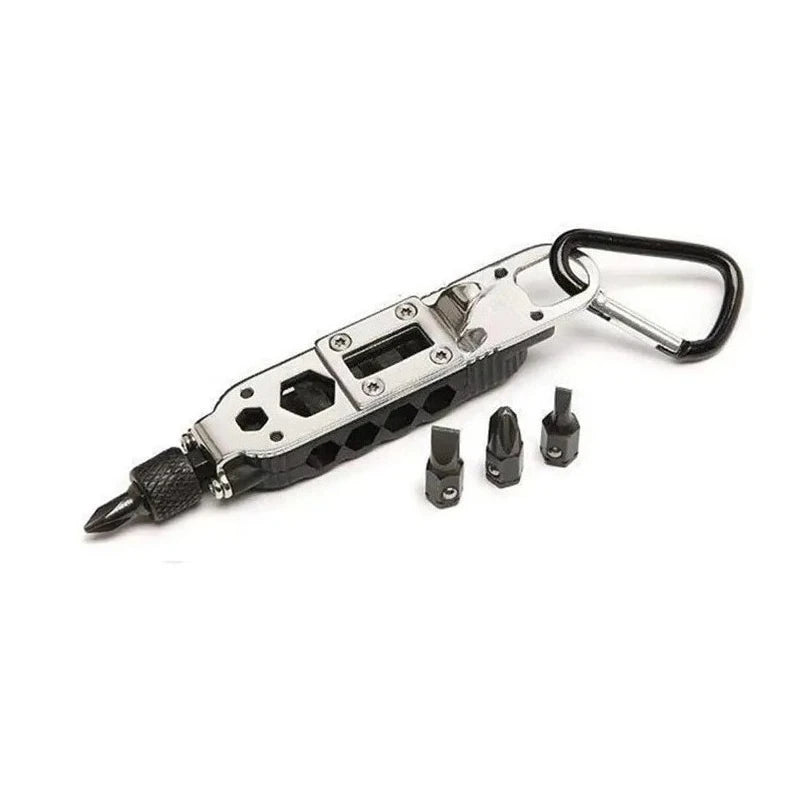 Multifunctional Mini Screwdriver Keychain Portable EDC Tool with LED Light and Bottle Opener