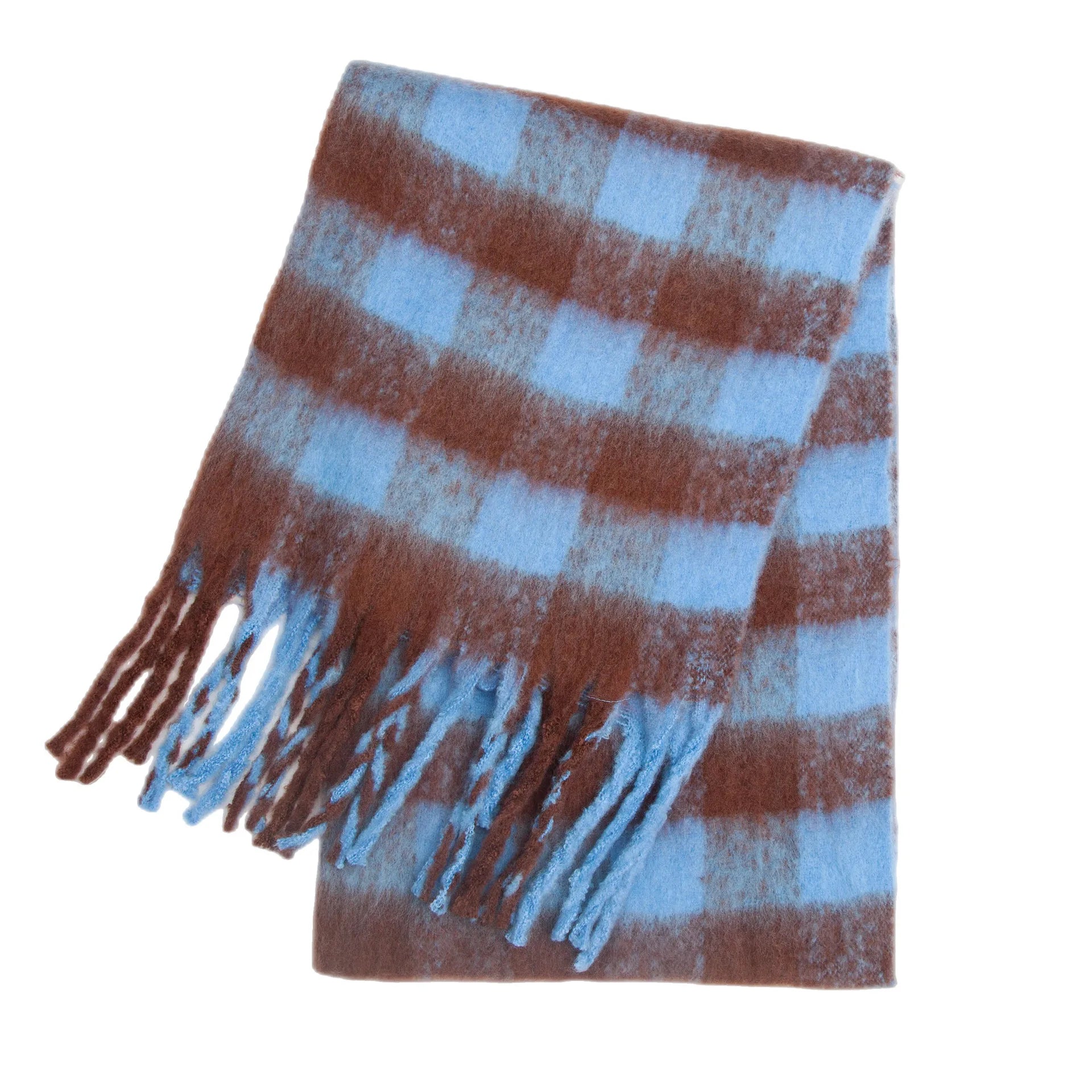 Women's Winter Cashmere Shawl & Warm Plaid Pashmina Scarf with Tassels – Stylish & Cosy