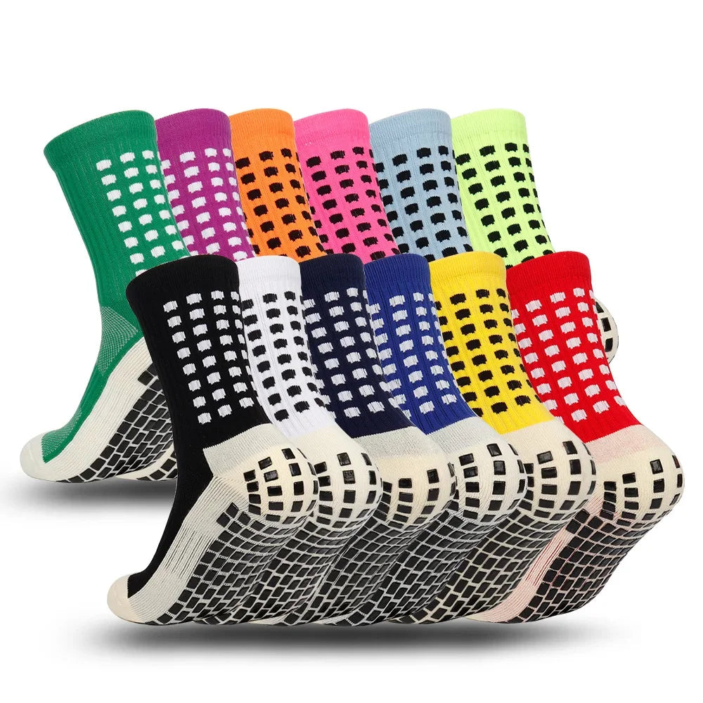 Non Slip Grip Sports Socks with Glue Dispenser Mid Calf Performance Socks for Training Fitness