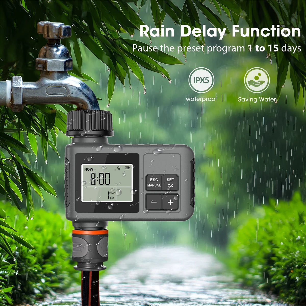 INSOMA Automatic Water Timer LCD Garden Irrigation Sprinkler Hose Watering Programmer System