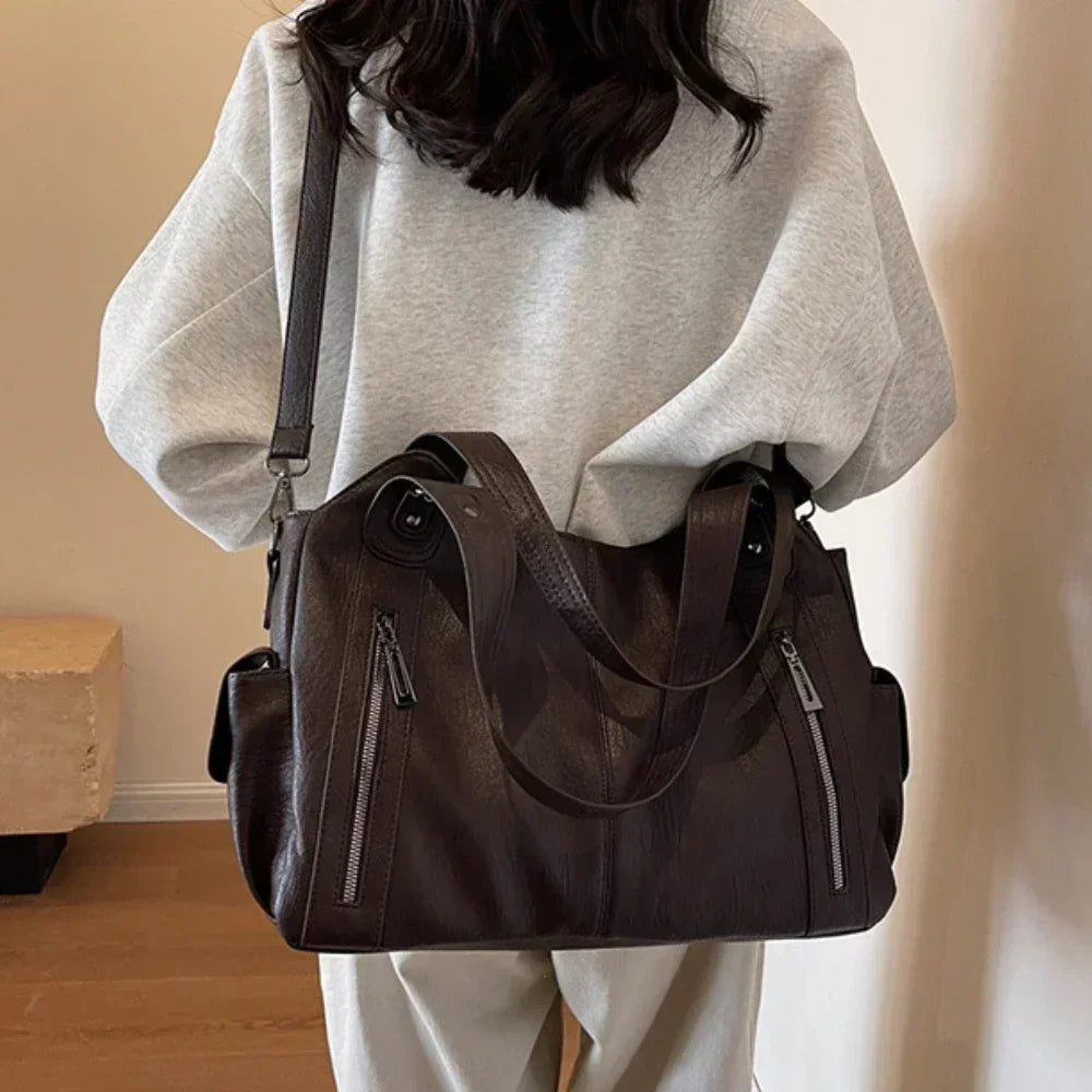 Soft Interior Compartment Shoulder Bag for Women High Quality PU Leather Crossbody Tote Bag