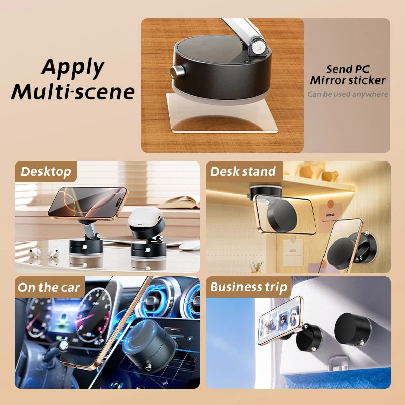 Foldable Magnetic Phone Holder Mini Vacuum Double-Sided Suction Cup Stand for all Smartphones