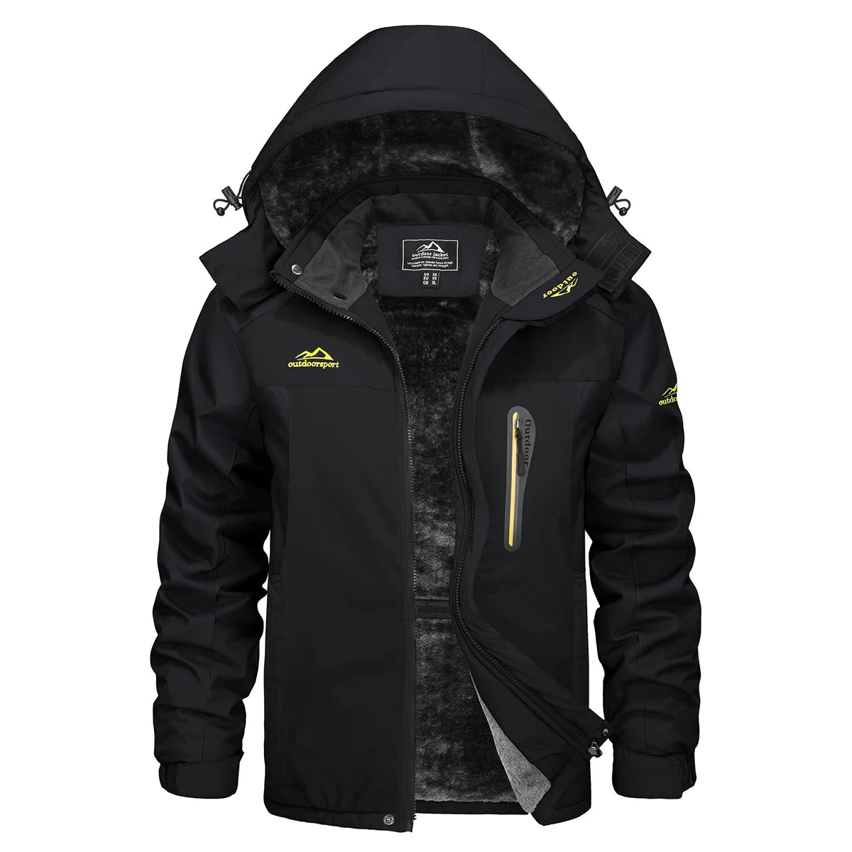 Men's Waterproof Ski Jacket Fleece Lined Winter Coat Hooded Outdoor Snow Windproof Parka Shell