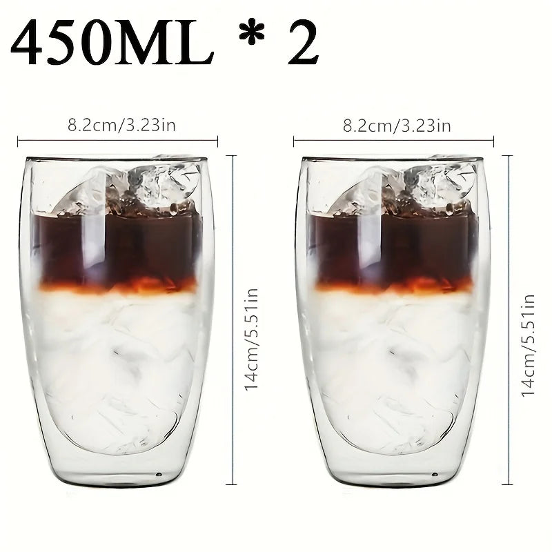 Double Wall Glass Cup Heat-Resistant Transparent Handmade Tea, Espresso, Whisky & Coffee Mug