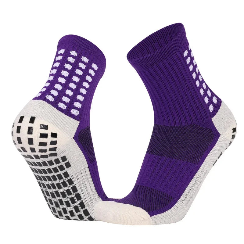 Non Slip Grip Sports Socks with Glue Dispenser Mid Calf Performance Socks for Training Fitness