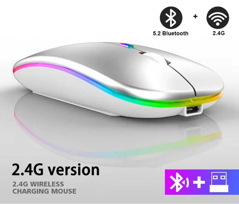 RGB Rechargeable Wireless Bluetooth Gaming Mouse – Ergonomic Design, LED Backlit, 3600 DPI