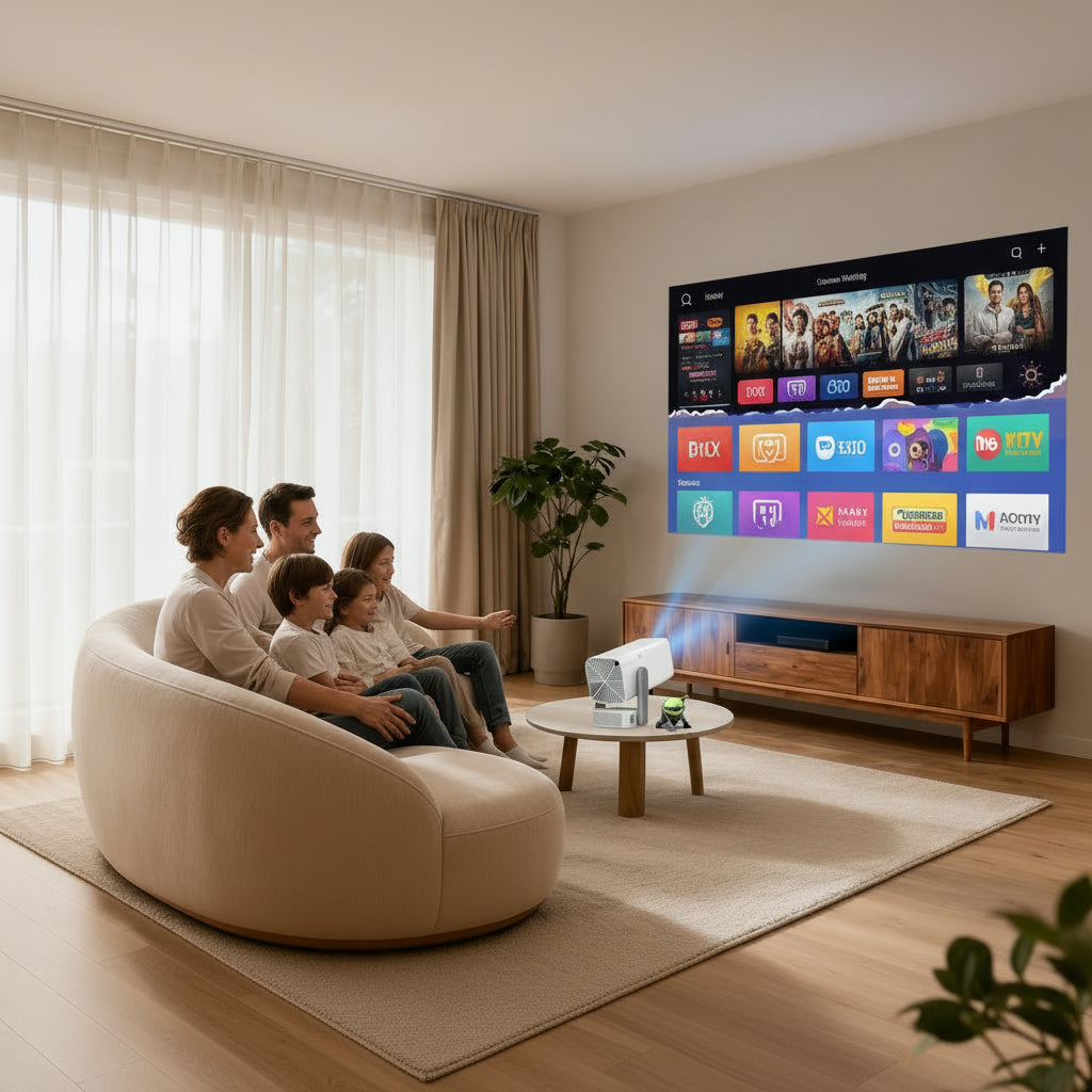 Portable 1080P Home Cinema Projector (WiFi & Bluetooth) – Smart Android Mini Projector