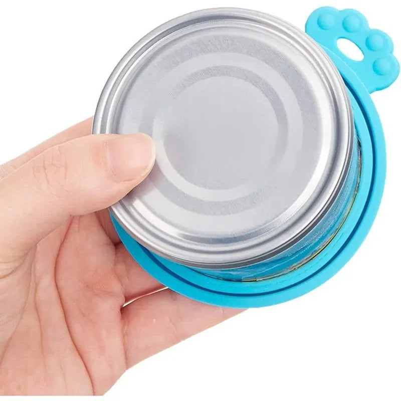 Silicone Pet Food Can Lid Reusable Seal Cover for Dog and Cat Food Tins in 3 Sizes with Spoon