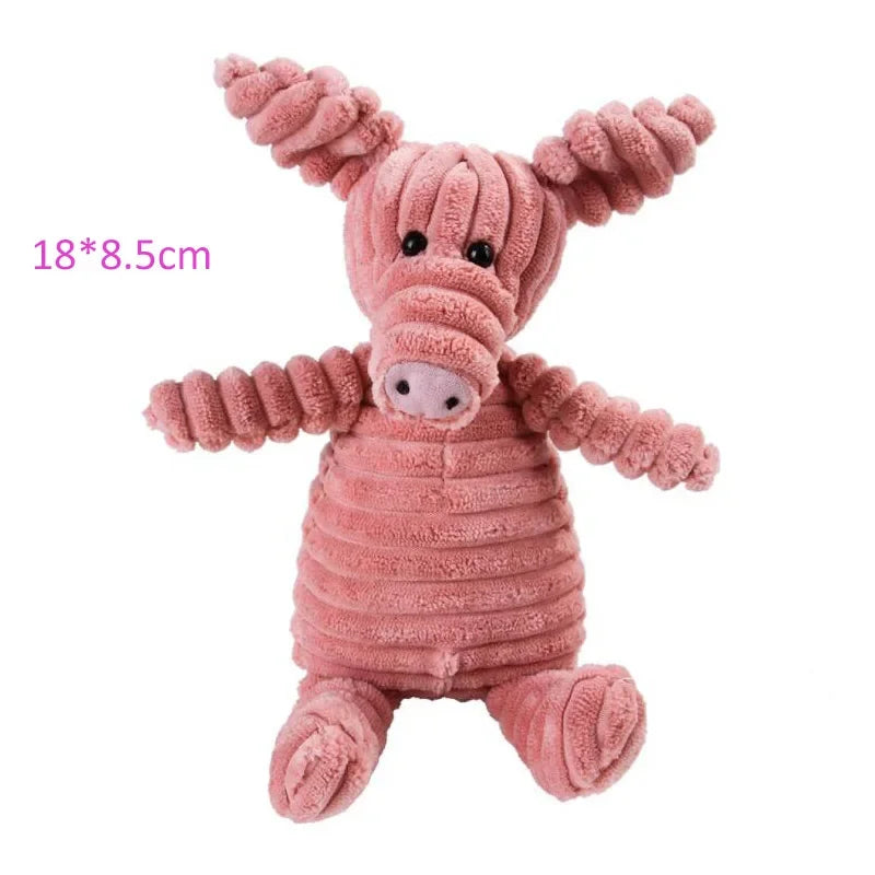 Corduroy Squeaky Dog Toy – Durable Chew Plush Animal Toy for Puppies, Small, Medium & Large Dogs