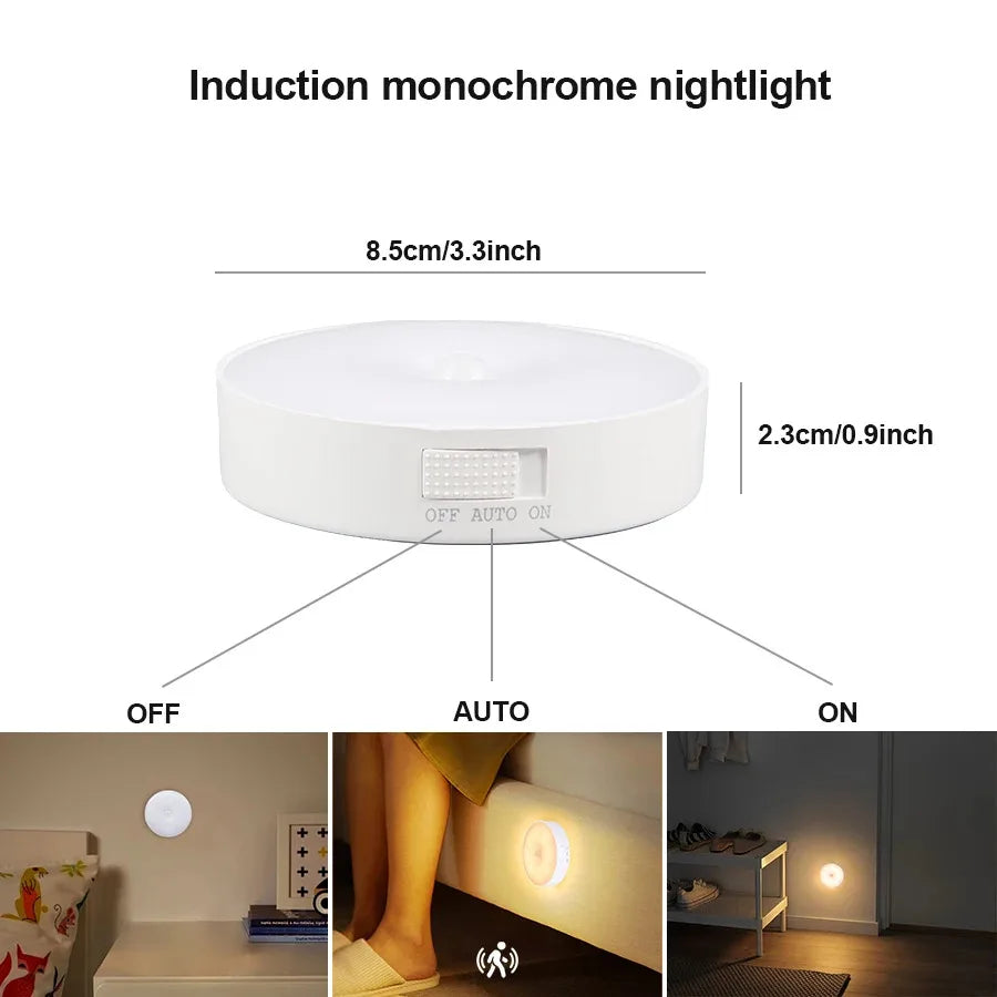 Motion Sensor LED Night Light USB Rechargeable Wireless Lamp for Kitchen Wardrobe Staircase Closet