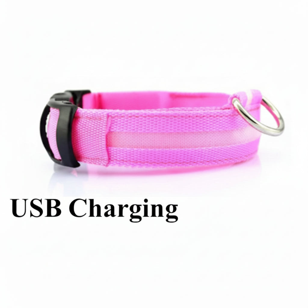 LED GLOWING DOG COLLAR Adjustable Rechargeable Flashing Luminous Night Safety Harness for Dogs