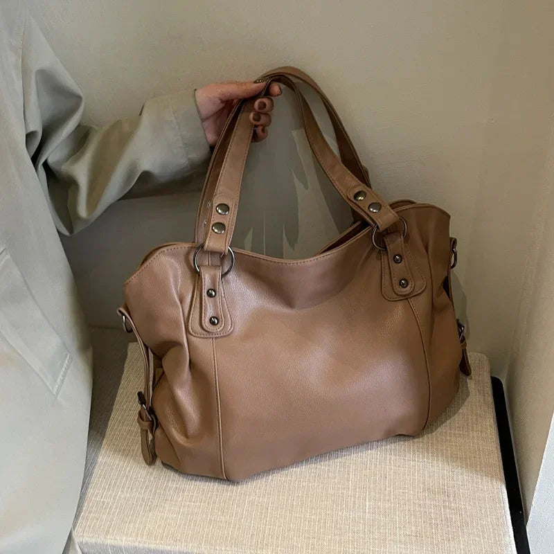 Soft PU Shoulder Bag for Women 2026 Fashion Tote Handbag with Interior Compartments and Zipper