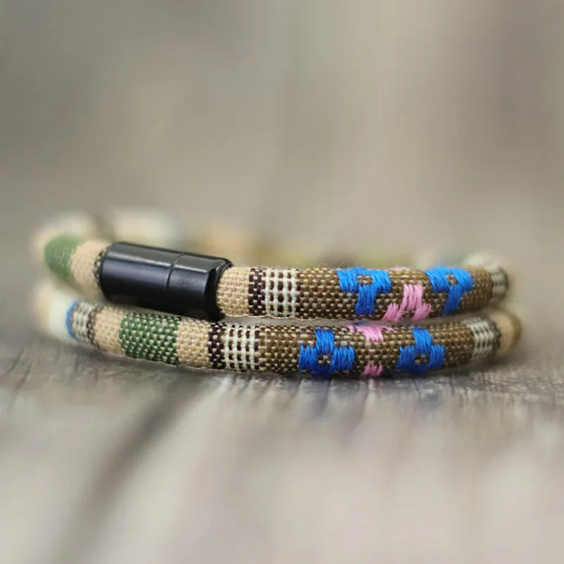 Male & Female Bohemian Rope Bracelet with Magnetic Clasp Surf Beach Adventure Style Bracelet
