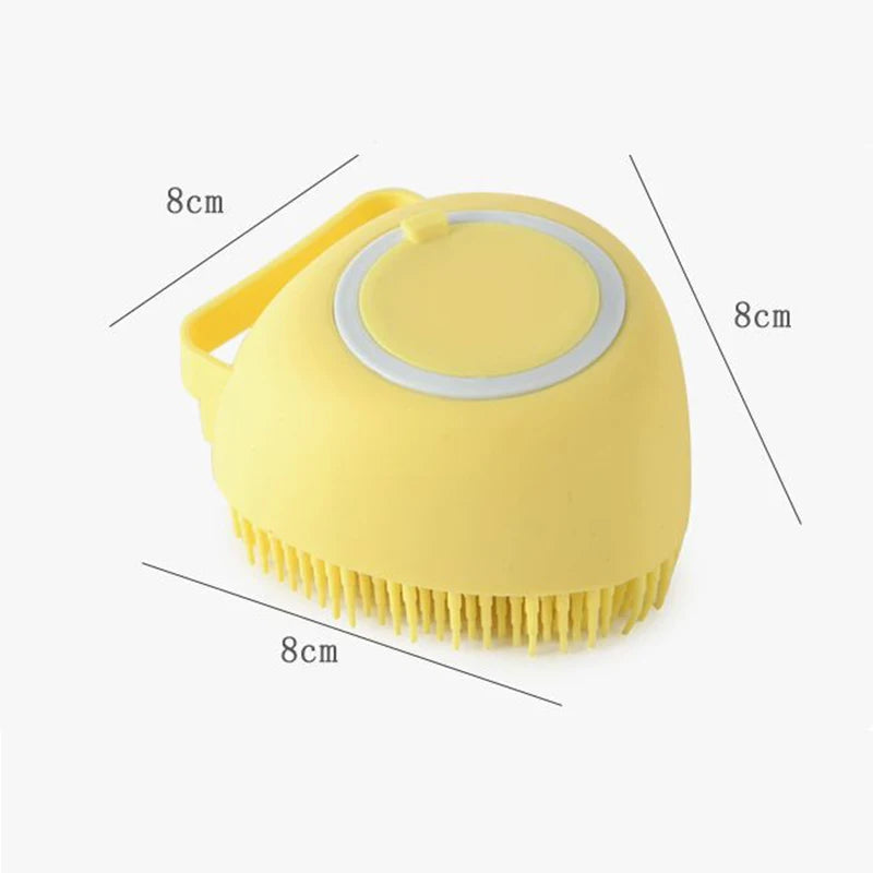 Silicone Pet Bath Brush with Built-In Soap Dispenser – Gentle Grooming for Dogs & Cats