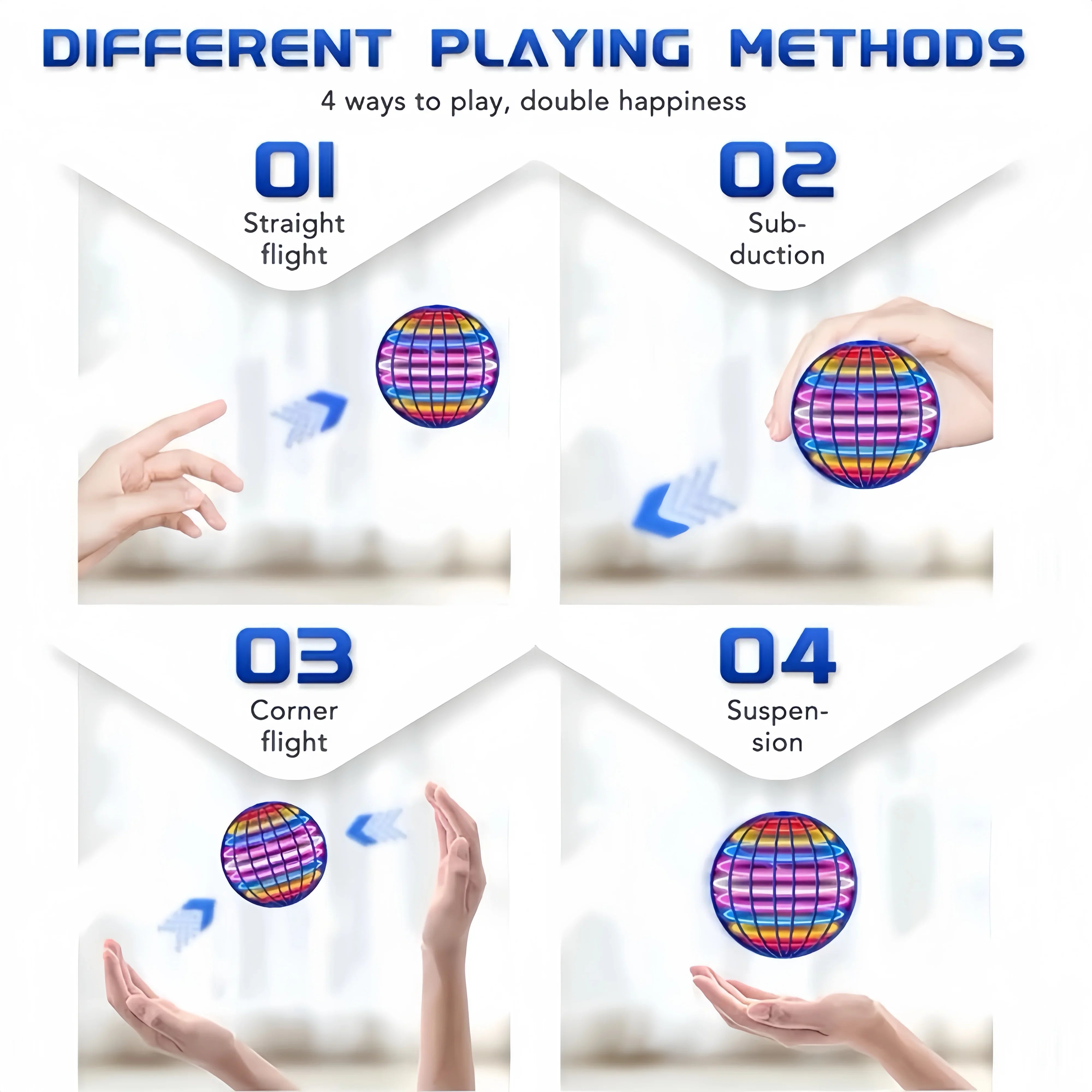 Flying Ball Toy - Hand Controlled Boomerang Drone with LED Lights Rechargeable Kids Gift