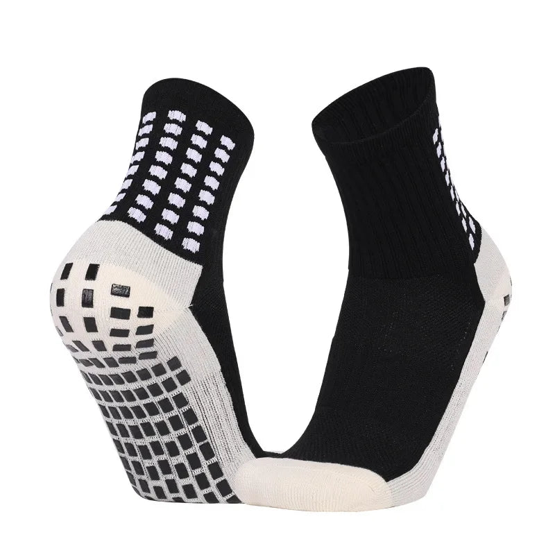 Non Slip Grip Sports Socks with Glue Dispenser Mid Calf Performance Socks for Training Fitness