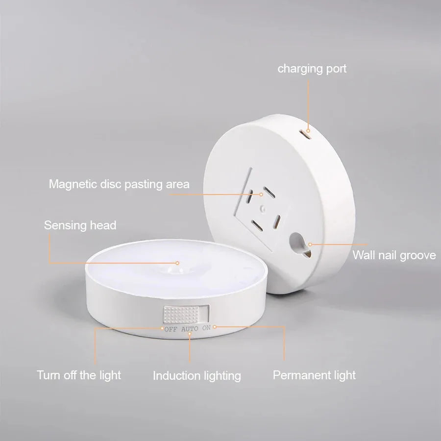 Motion Sensor LED Night Light USB Rechargeable Wireless Lamp for Kitchen Wardrobe Staircase Closet