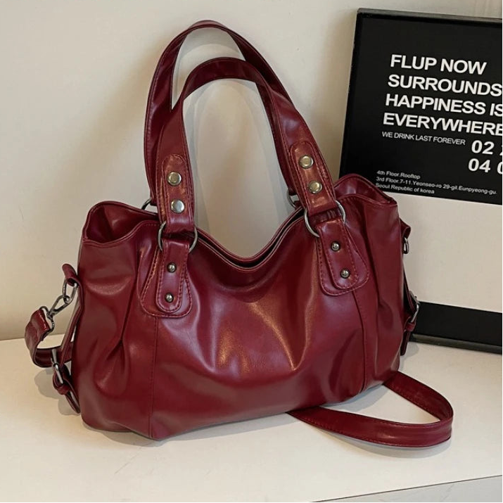 Soft PU Shoulder Bag for Women 2026 Fashion Tote Handbag with Interior Compartments and Zipper